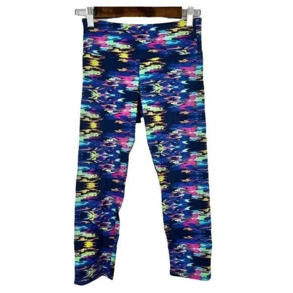 Onzie Blue Watercolor Hot Yoga Athletic Pants XS